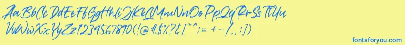 Crushed Font – Blue Fonts on Yellow Background