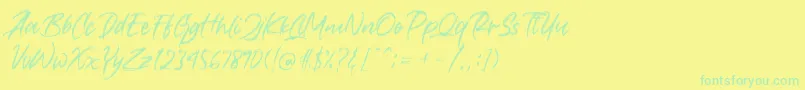 Crushed-Schriftart – Grüne Schriften auf gelbem Hintergrund