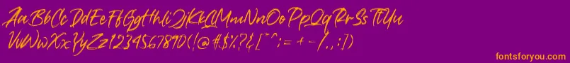 Crushed Font – Orange Fonts on Purple Background