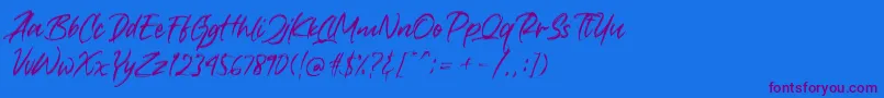 Crushed Font – Purple Fonts on Blue Background