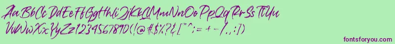 Crushed Font – Purple Fonts on Green Background