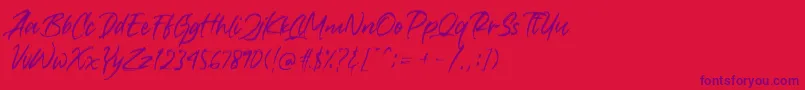 Crushed Font – Purple Fonts on Red Background