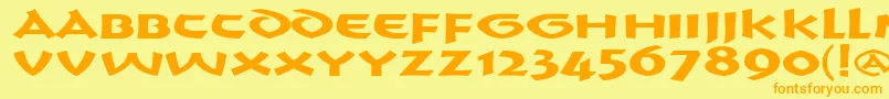 Fonte CrushYourEnemies BOLD – fontes laranjas em um fundo amarelo