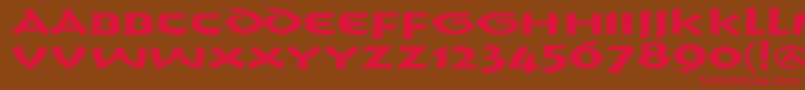 フォントCrushYourEnemies BOLD – 赤い文字が茶色の背景にあります。