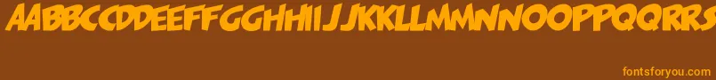 フォントPagiJakarta – オレンジ色の文字が茶色の背景にあります。