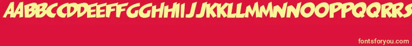 フォントPagiJakarta – 黄色の文字、赤い背景
