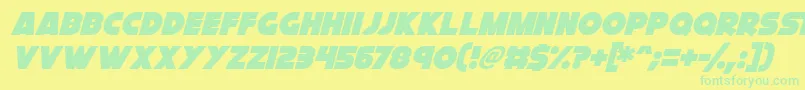 Fonte Cryogenix Italic – fontes verdes em um fundo amarelo