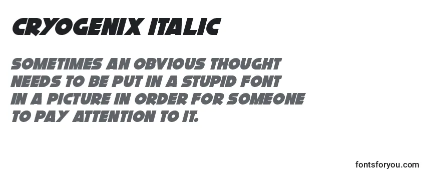 Schriftart Cryogenix Italic