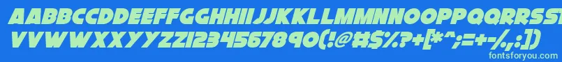 Fonte Cryogenix Italic – fontes verdes em um fundo azul