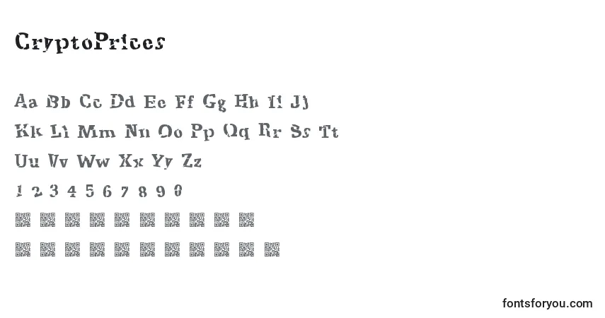 Шрифт CryptoPrices – алфавит, цифры, специальные символы