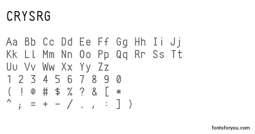 A fonte CRYSRG   (124256) – alfabeto, números, caracteres especiais