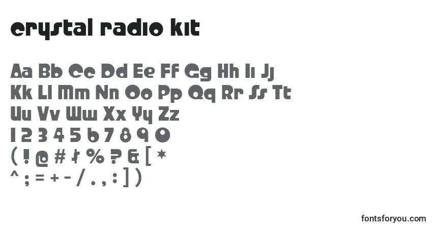 Fuente Crystal radio kit - alfabeto, números, caracteres especiales