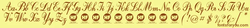 Fonte Crystal symphony   PERSONAL USE ONLY – fontes marrons em um fundo amarelo