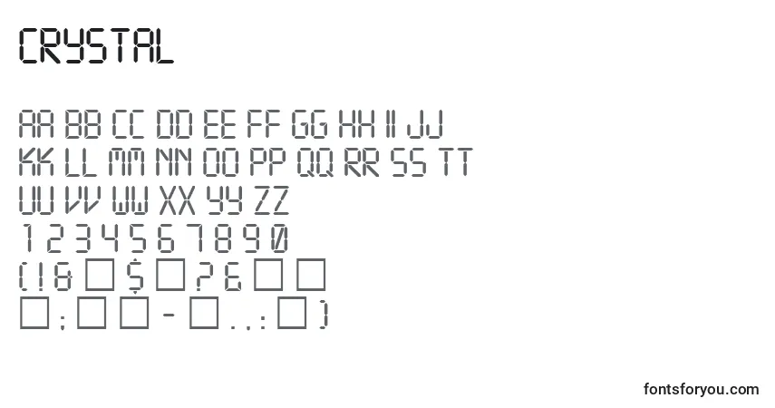 Schriftart Crystal (124259) – Alphabet, Zahlen, spezielle Symbole