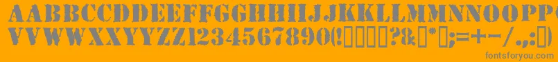 Duedate-Schriftart – Graue Schriften auf orangefarbenem Hintergrund