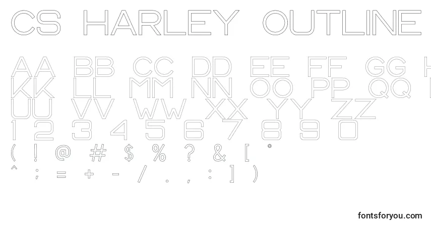 Шрифт CS Harley Outline – алфавит, цифры, специальные символы