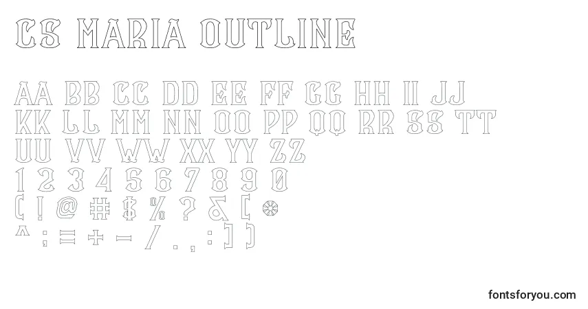 A fonte CS Maria Outline – alfabeto, números, caracteres especiais