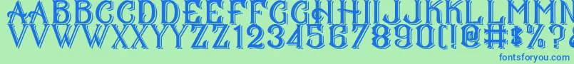 CS Mulan Double-Schriftart – Blaue Schriften auf grünem Hintergrund