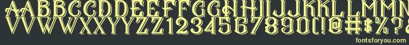 フォントCS Mulan Double – 黒い背景に黄色の文字
