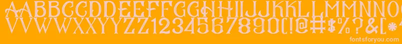 CS Mulan Inner-Schriftart – Rosa Schriften auf orangefarbenem Hintergrund