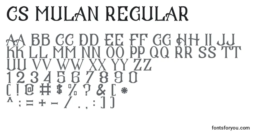 Шрифт CS Mulan Regular – алфавит, цифры, специальные символы
