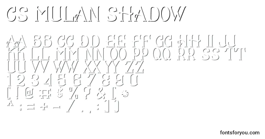 CS Mulan Shadowフォント–アルファベット、数字、特殊文字
