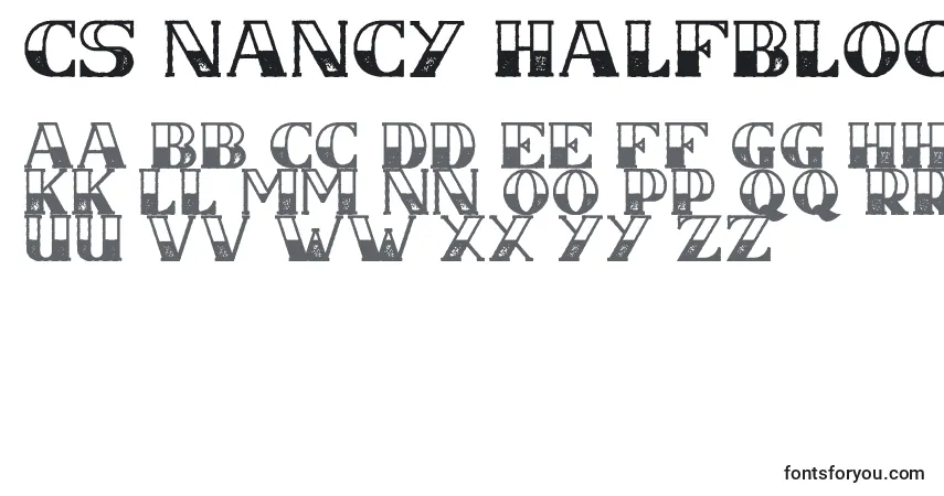 Czcionka CS Nancy Halfblock Rough (124270) – alfabet, cyfry, specjalne znaki