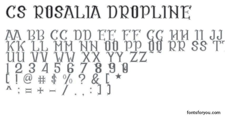 Schriftart CS Rosalia Dropline – Alphabet, Zahlen, spezielle Symbole