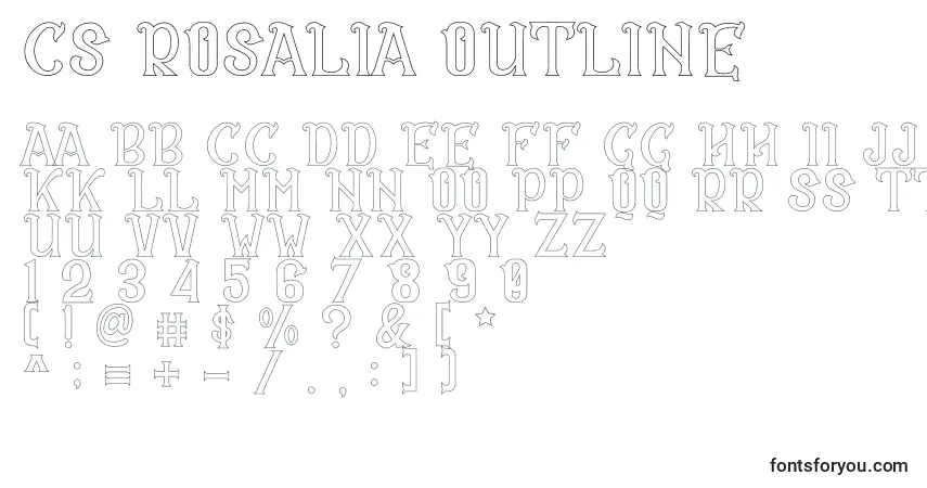 Schriftart CS Rosalia Outline – Alphabet, Zahlen, spezielle Symbole