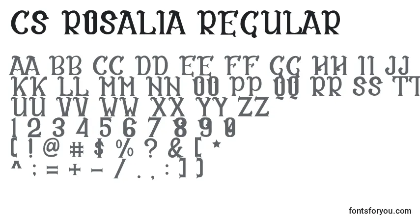 A fonte CS Rosalia Regular – alfabeto, números, caracteres especiais