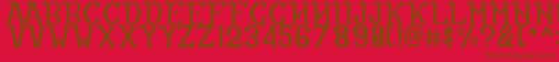 フォントCS Rosalia Regular – 赤い背景に茶色の文字