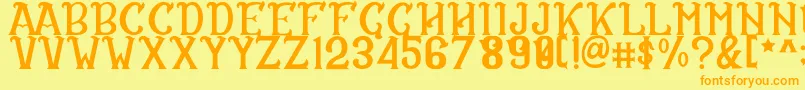 フォントCS Rosalia Regular – オレンジの文字が黄色の背景にあります。