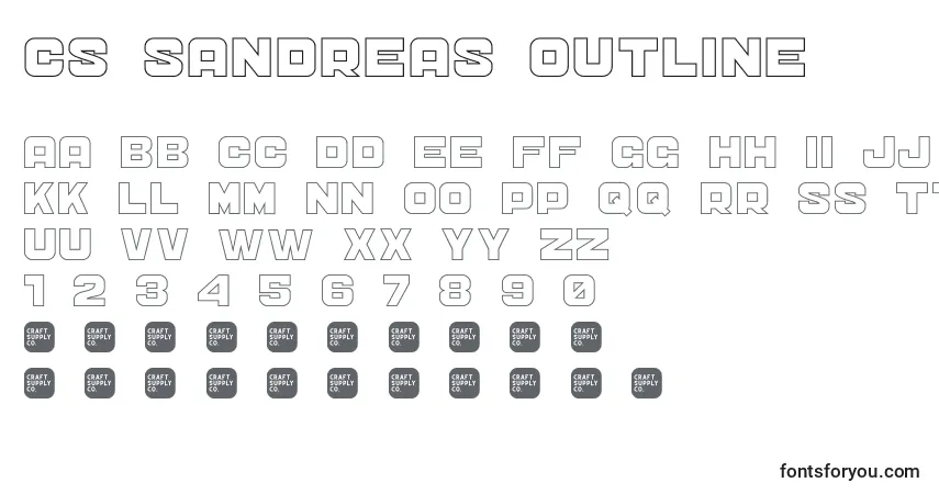 CS Sandreas Outline-fontti – aakkoset, numerot, erikoismerkit