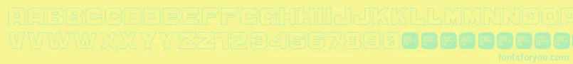fuente CS Sandreas Outline – Fuentes Verdes Sobre Fondo Amarillo