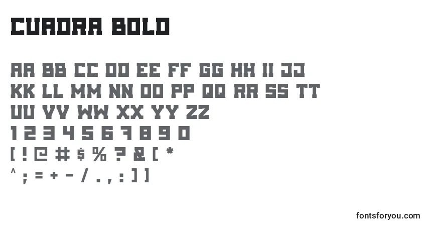 Czcionka Cuadra Bold – alfabet, cyfry, specjalne znaki