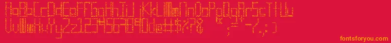 Cuadro, cuadro cuadro-Schriftart – Orangefarbene Schriften auf rotem Hintergrund