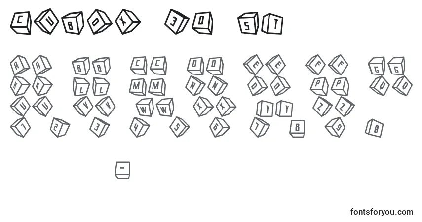 Schriftart Cubox 3D ST – Alphabet, Zahlen, spezielle Symbole