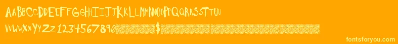 Saltywould-Schriftart – Gelbe Schriften auf orangefarbenem Hintergrund