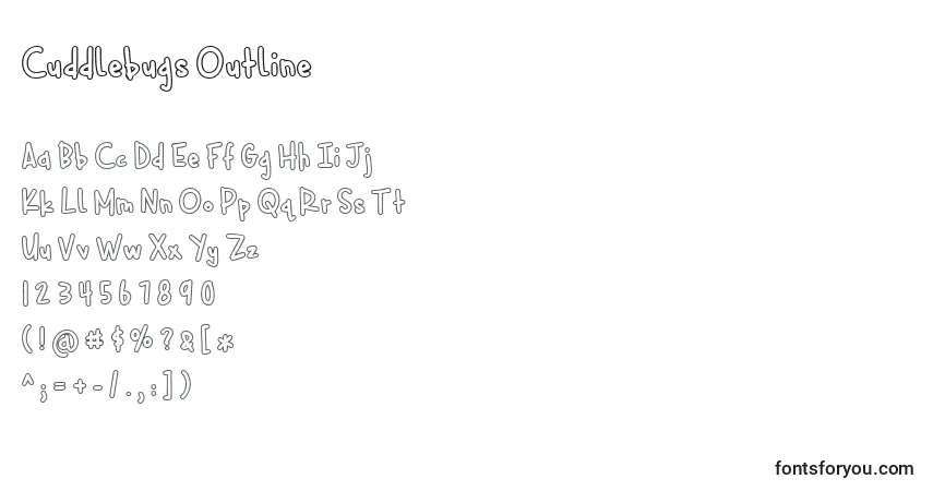 Шрифт Cuddlebugs Outline – алфавит, цифры, специальные символы
