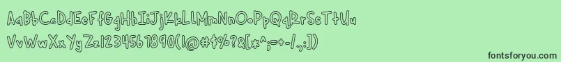 フォントCuddlebugs Outline – 緑の背景に黒い文字