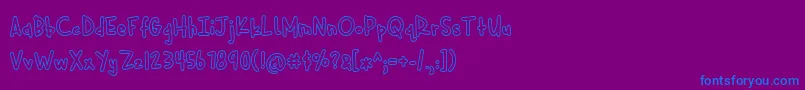 Fonte Cuddlebugs Outline – fontes azuis em um fundo violeta