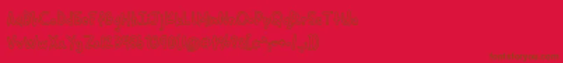 フォントCuddlebugs Outline – 赤い背景に茶色の文字