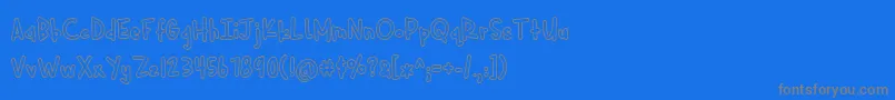 フォントCuddlebugs Outline – 青い背景に灰色の文字