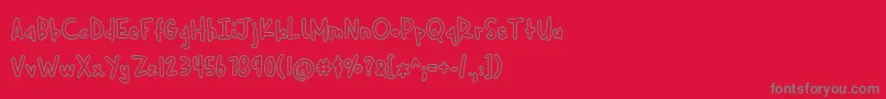 フォントCuddlebugs Outline – 赤い背景に灰色の文字