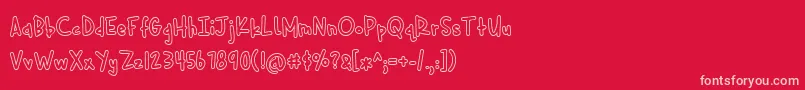 Cuddlebugs Outline-fontti – vaaleanpunaiset fontit punaisella taustalla