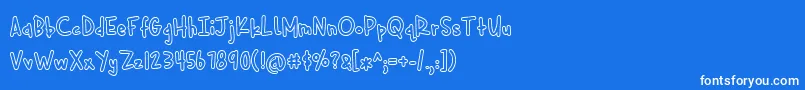 Cuddlebugs Outline-fontti – valkoiset fontit sinisellä taustalla