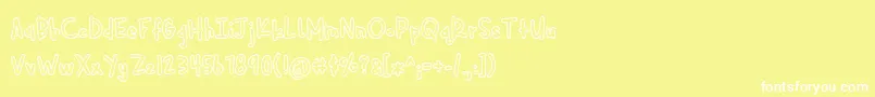 Cuddlebugs Outline-fontti – valkoiset fontit keltaisella taustalla