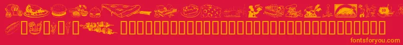 Culinary Art-Schriftart – Orangefarbene Schriften auf rotem Hintergrund