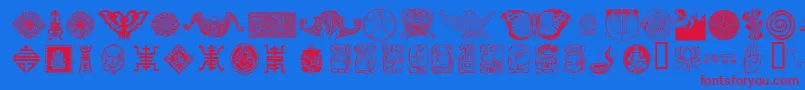 CULTI   -Schriftart – Rote Schriften auf blauem Hintergrund