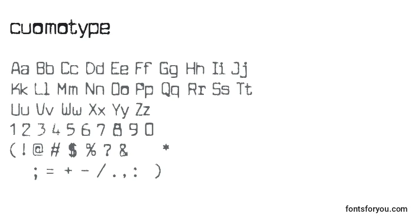 Шрифт Cuomotype (124299) – алфавит, цифры, специальные символы